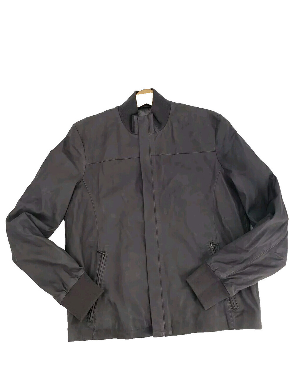 Guess Marciano Leather Jacket Women's L Gray Full Zip Soft Lined Pockets